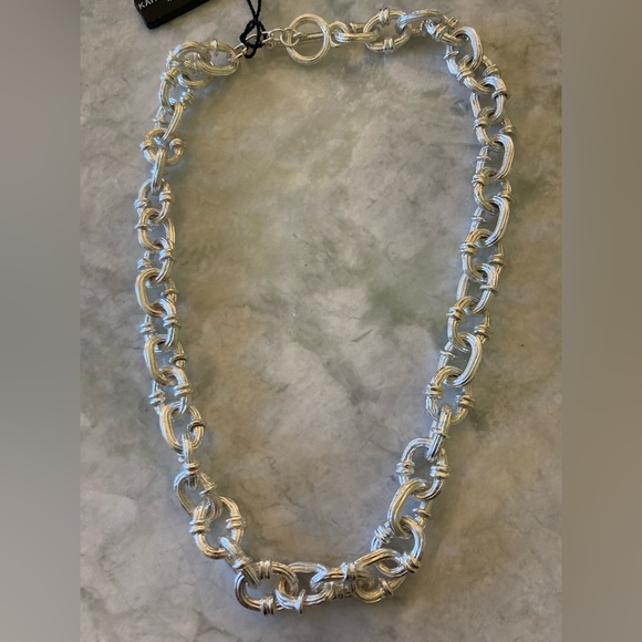 Karine Sultan Classic Chain Link Toggle Necklace 20” Silvertone G… - Picture 4 of 7